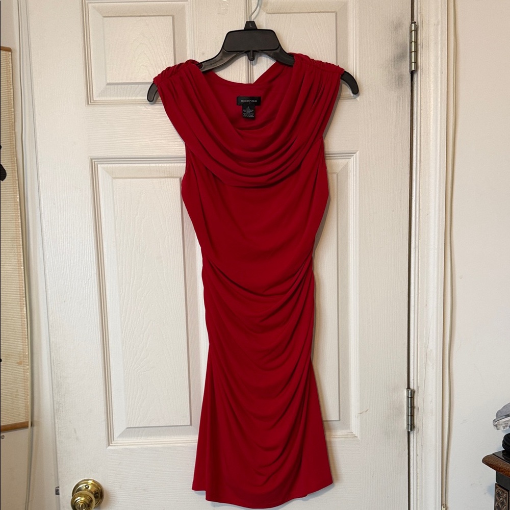 Spense Red Draped Midi Dress